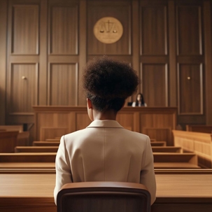 woman in courtroom