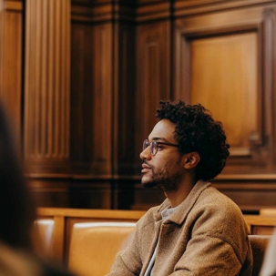 Man sitting in courtroom