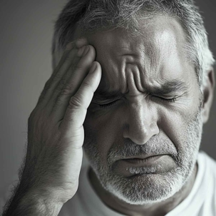 Man holds head in pain