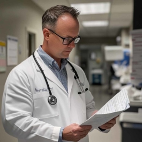 Doctor reviewing chart