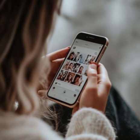 Woman scrolling social media