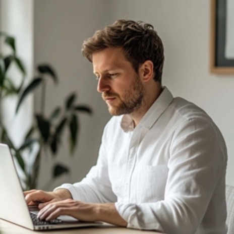 man on computer